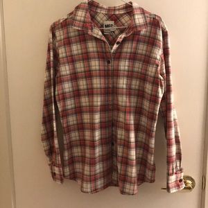 Red, white, and grey flannel.